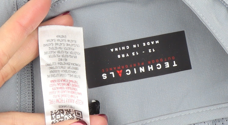 Technicals Boys Grey Hooded Soft Shell Jacket 13 Years Full Zip Outdoor