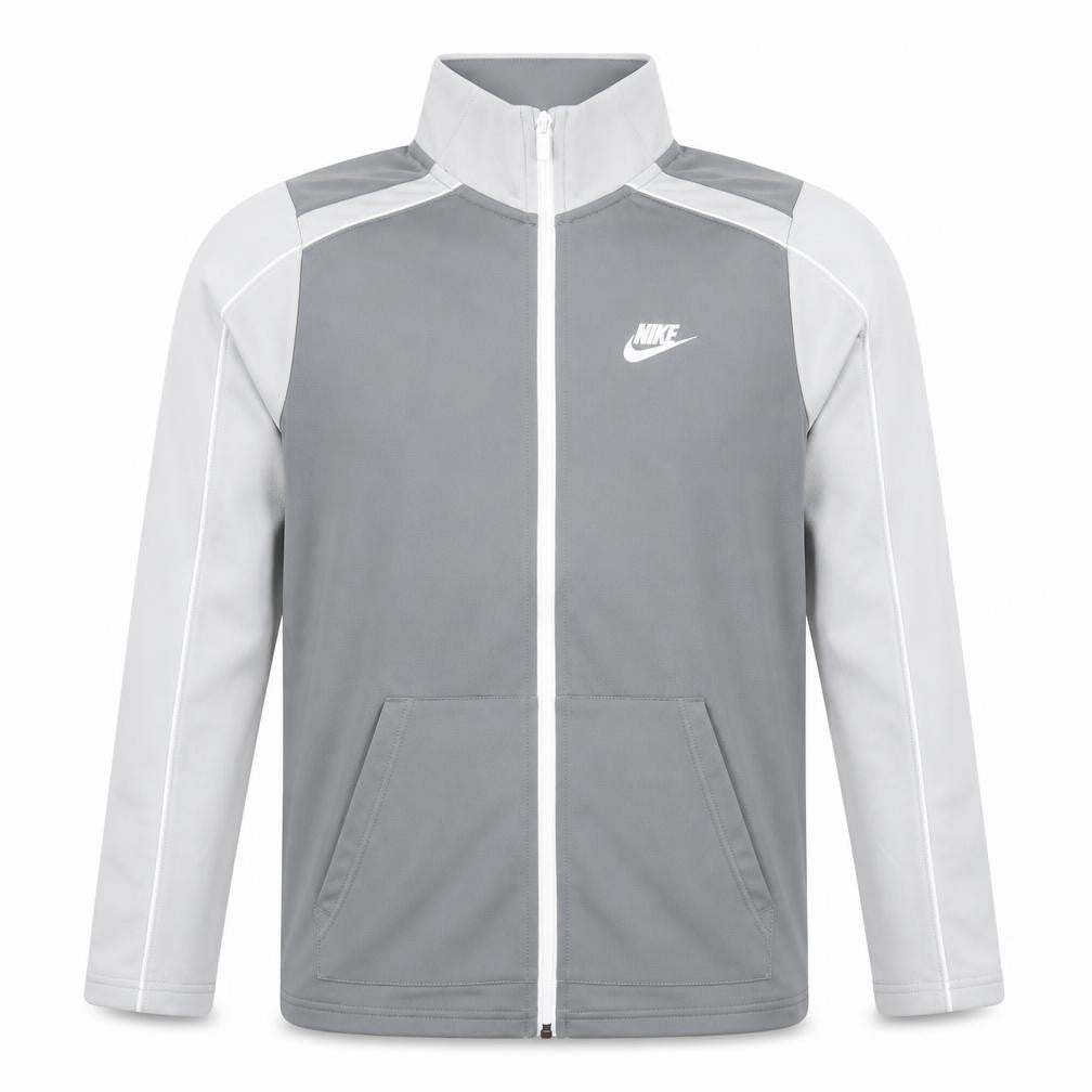 Front view of Nike boys’ grey full zip hoodie jacket xl 158-170cm polyester blend