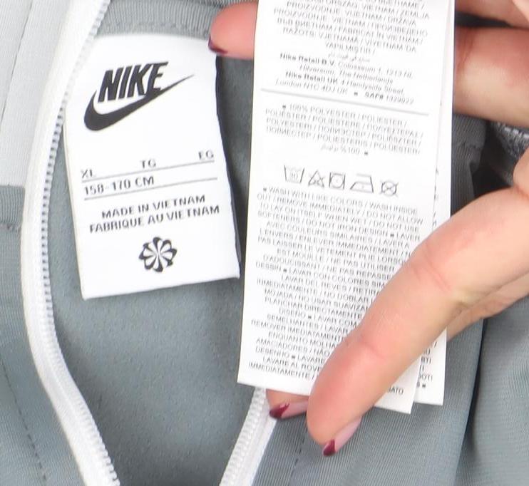 Nike Boys Grey Full Zip Hoodie Jacket XL 158-170cm Polyester Blend