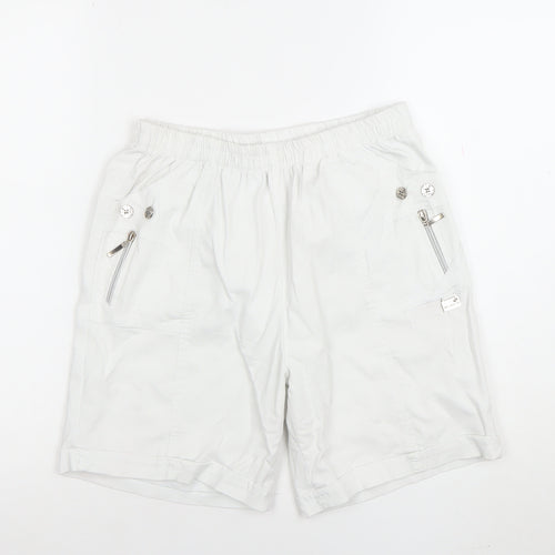 Moda Impresion Womens White XL Cargo Shorts Cotton Blend