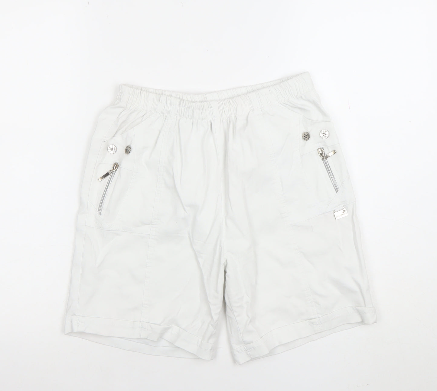 Moda Impresion Womens White XL Cargo Shorts Cotton Blend