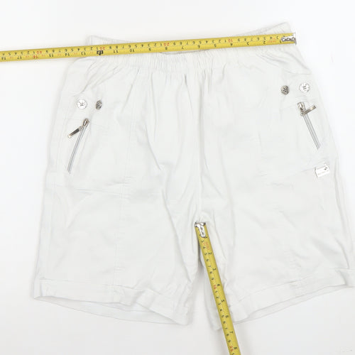 Moda Impresion Womens White XL Cargo Shorts Cotton Blend