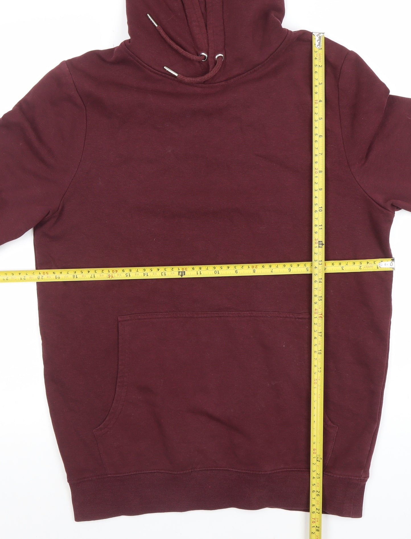 New Look Men’s Red Pullover Hoodie Size S Regular Fit Fleece