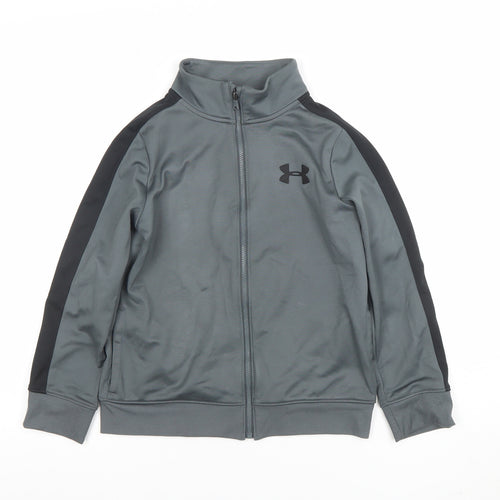 Under Armour Boys Grey Full Zip Hoodie YSM Polyester Sportswear