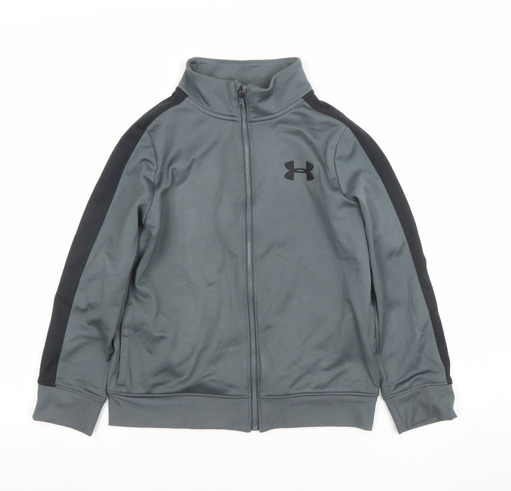Under Armour Boys Grey Full Zip Hoodie YSM Polyester Sportswear