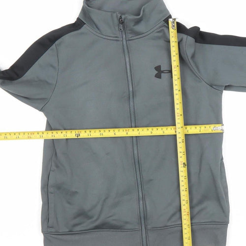 Under Armour Boys Grey Full Zip Hoodie YSM Polyester Sportswear