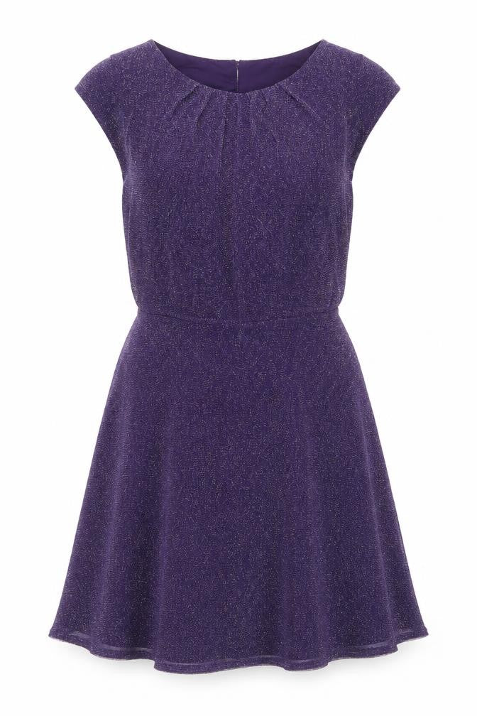 Dorothy Perkins Women’s Purple Glitter Fit & Flare Dress Size 8