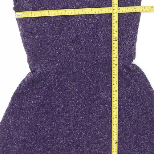 Dorothy Perkins Women’s Purple Glitter Fit & Flare Dress Size 8