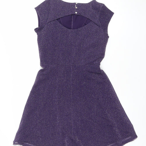 Dorothy Perkins Women’s Purple Glitter Fit & Flare Dress Size 8