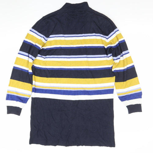 Marks and Spencer Womens Multicoloured Stripe Roll Neck Tunic Jumper Size 18