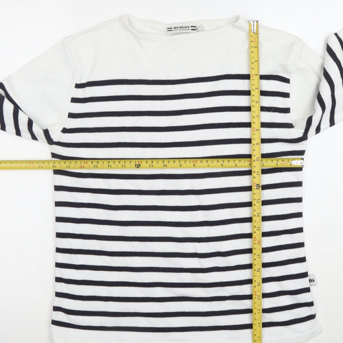 Hublot Women’s White Navy Striped Cotton Boat Neck Jumper S