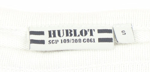 Hublot Women’s White Navy Striped Cotton Boat Neck Jumper S