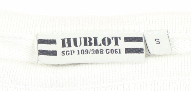 Hublot Women’s White Navy Striped Cotton Boat Neck Jumper S