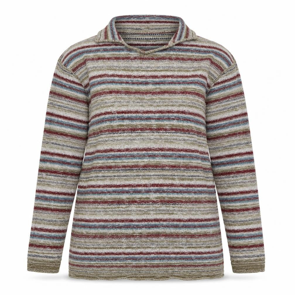 Front view of Meridian Essentials women’s multicoloured collared striped knit jumper m