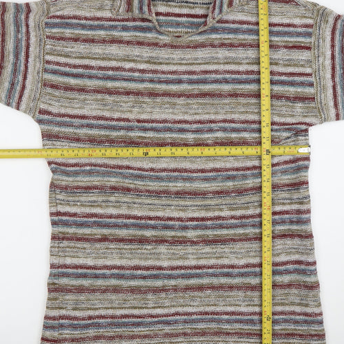 Meridian Essentials Womens Multicoloured Collared Striped Knit Jumper M