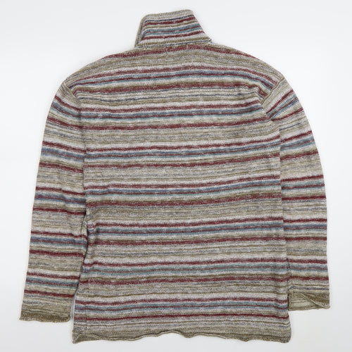 Meridian Essentials Womens Multicoloured Collared Striped Knit Jumper M