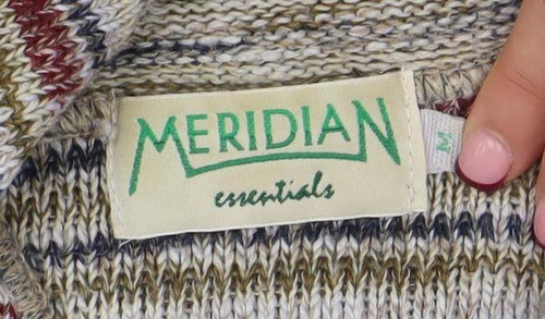 Meridian Essentials Womens Multicoloured Collared Striped Knit Jumper M