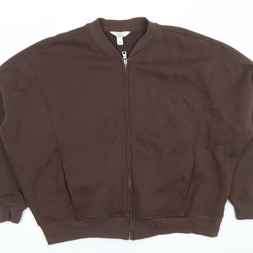 Twyford Relaxed Brown Full Zip Sweatshirt Women's M Cotton Blend Casual