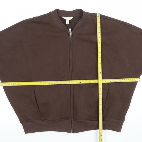 Twyford Relaxed Brown Full Zip Sweatshirt Women's M Cotton Blend Casual