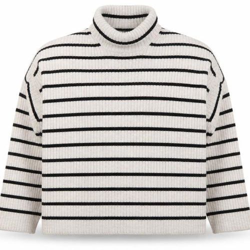 Marks and Spencer Women’s Beige Striped Roll Neck Wool Jumper Size 16