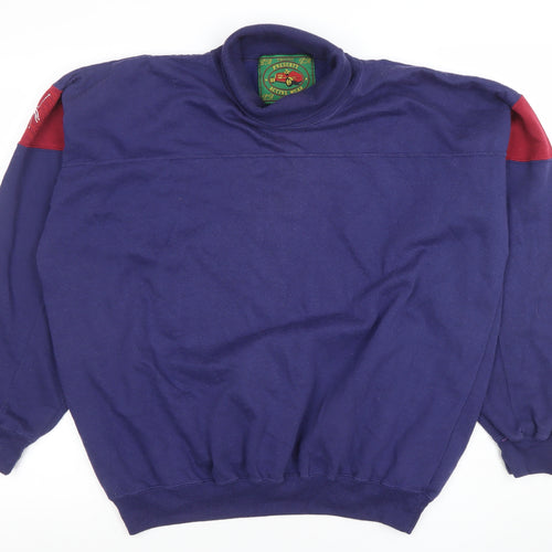 Prescott Active Wear Men's Blue Pullover Sweatshirt L Retro Racing Motif