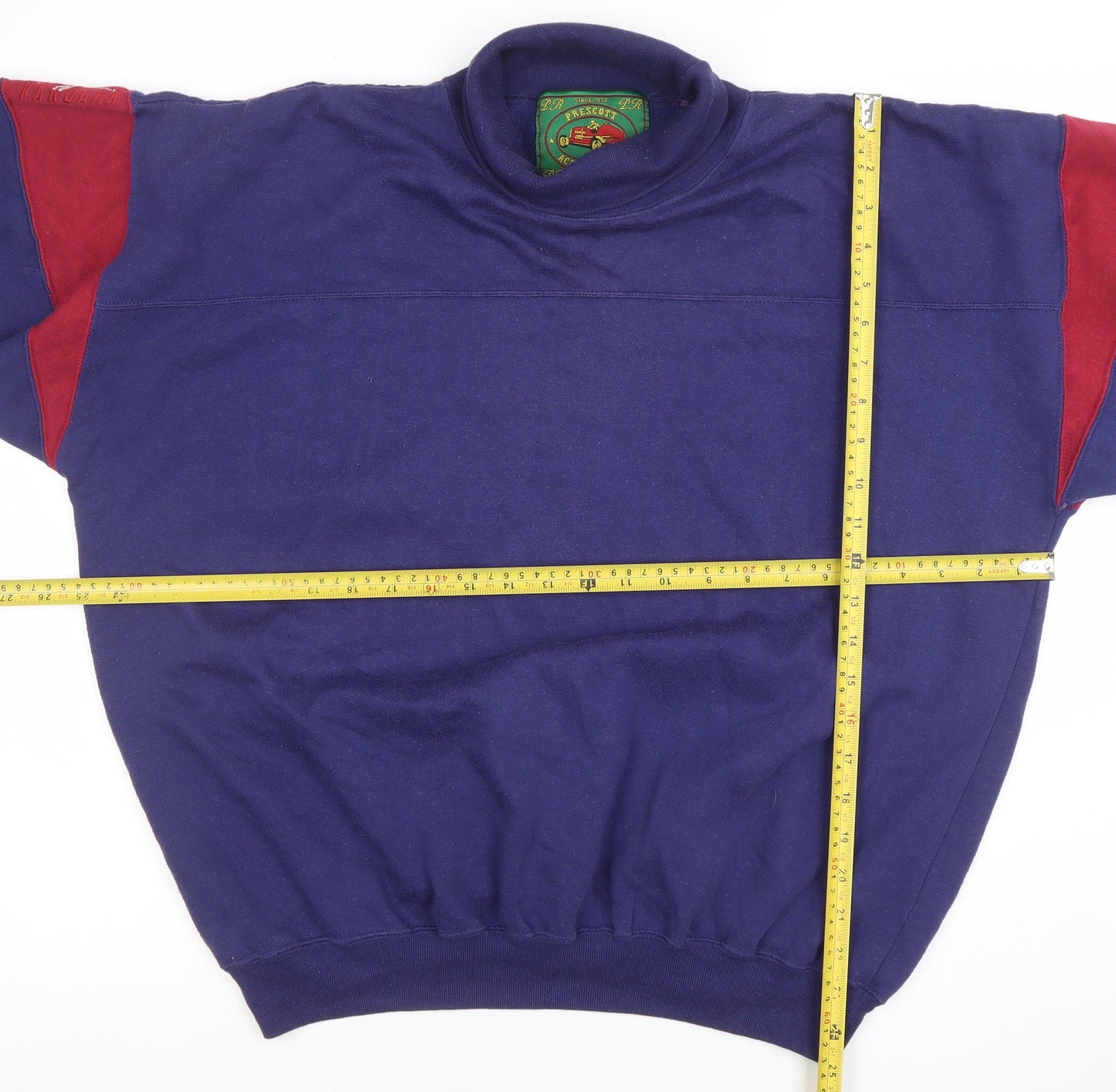 Prescott Active Wear Men's Blue Pullover Sweatshirt L Retro Racing Motif
