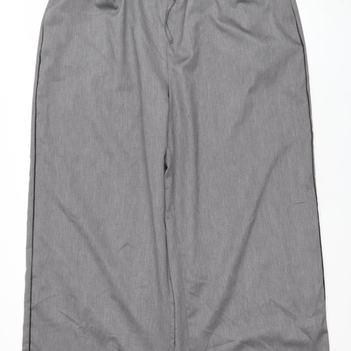 Savida Women Grey Wide-Leg Elastic Waist Trousers Size 18