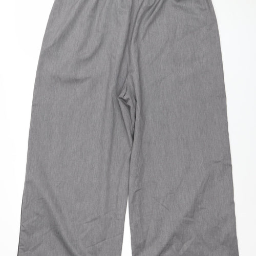 Savida Women Grey Wide-Leg Elastic Waist Trousers Size 18