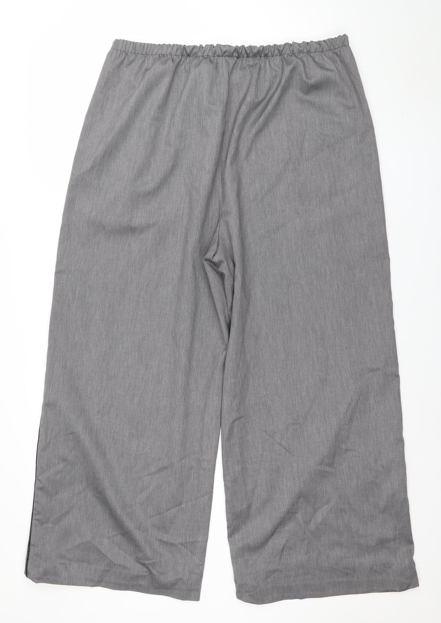 Savida Women Grey Wide-Leg Elastic Waist Trousers Size 18