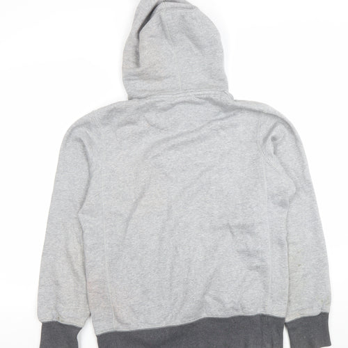 Nike Women's Grey Pullover Hoodie Small Red Drawstring Cotton Blend