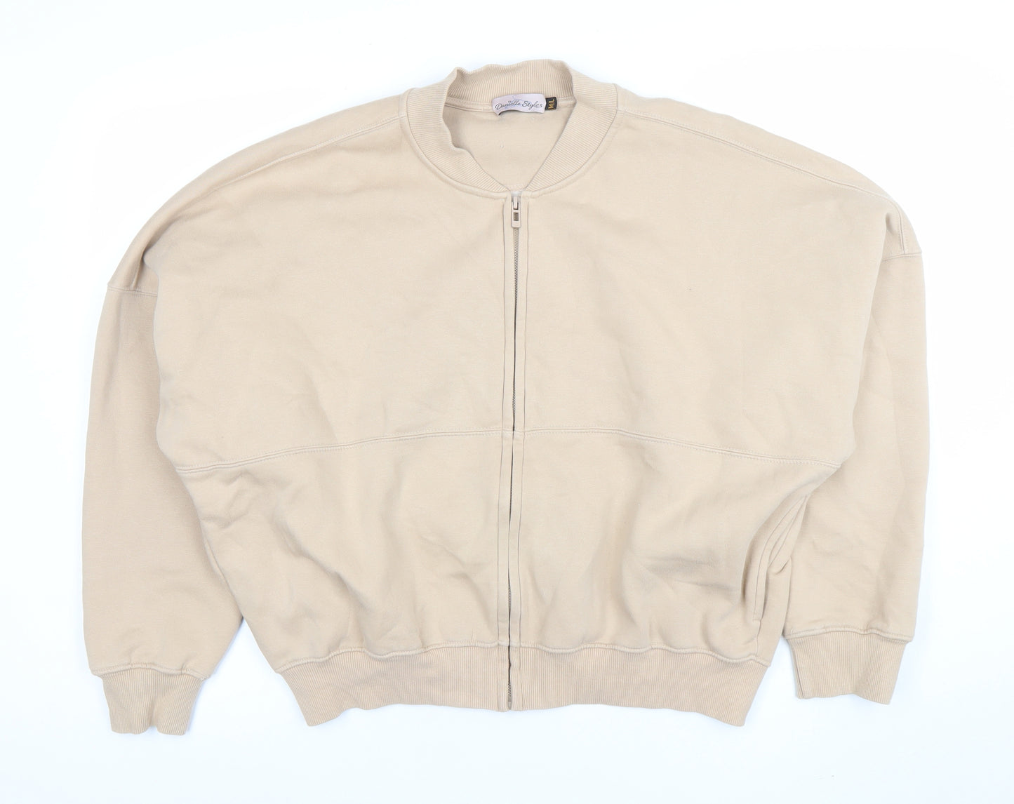 Danielle Styles Women Beige Full Zip Sweatshirt M/L Cotton Blend