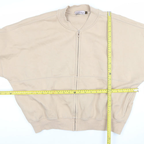 Danielle Styles Women Beige Full Zip Sweatshirt M/L Cotton Blend