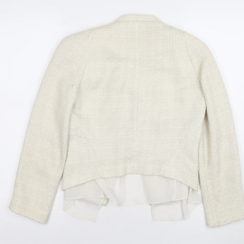 Mango Women’s Ivory Bouclé Blazer Jacket Size S Shawl Collar Tailored