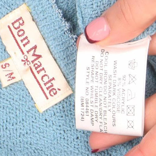 Bon Marché Women's Blue Embroidered Cardigan S/M Acrylic Viscose