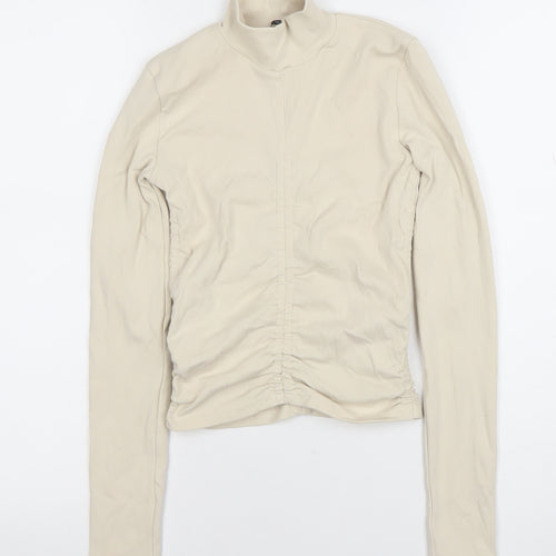 ZARA Women Beige Roll Neck Long Sleeve Jersey Top Size S
