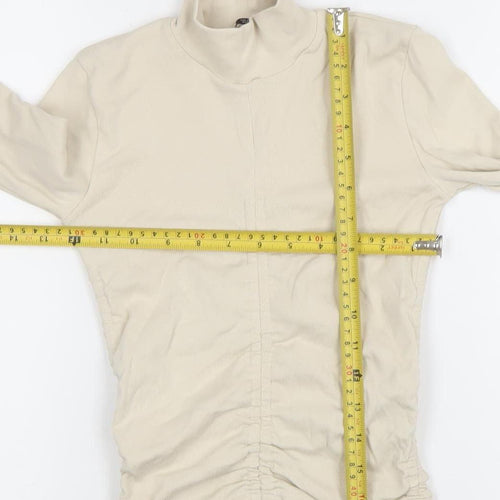 ZARA Women Beige Roll Neck Long Sleeve Jersey Top Size S