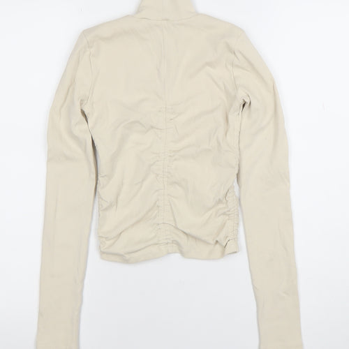 ZARA Women Beige Roll Neck Long Sleeve Jersey Top Size S