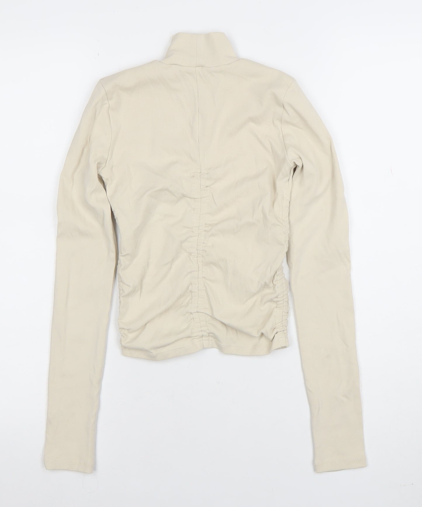 ZARA Women Beige Roll Neck Long Sleeve Jersey Top Size S