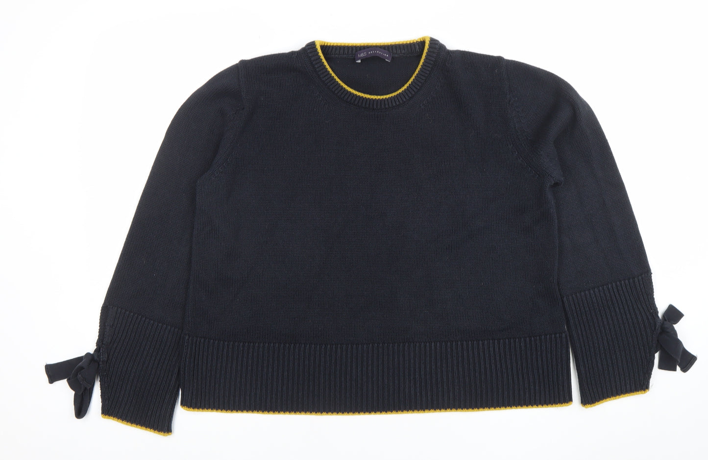 Marks and Spencer Women's Black Cotton Blend Pullover Jumper L