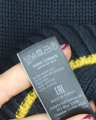 Marks and Spencer Women's Black Cotton Blend Pullover Jumper L