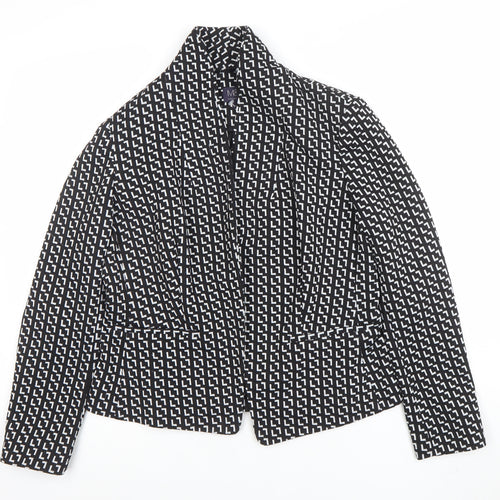 Marks and Spencer Womens Black Geometric Blazer Jacket Size 14
