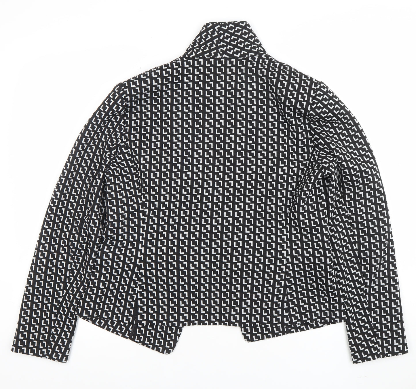 Marks and Spencer Womens Black Geometric Blazer Jacket Size 14