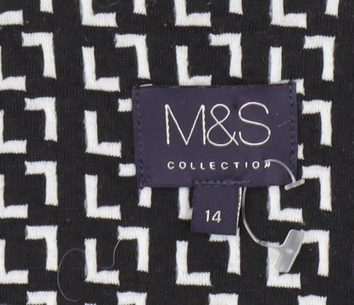 Marks and Spencer Womens Black Geometric Blazer Jacket Size 14