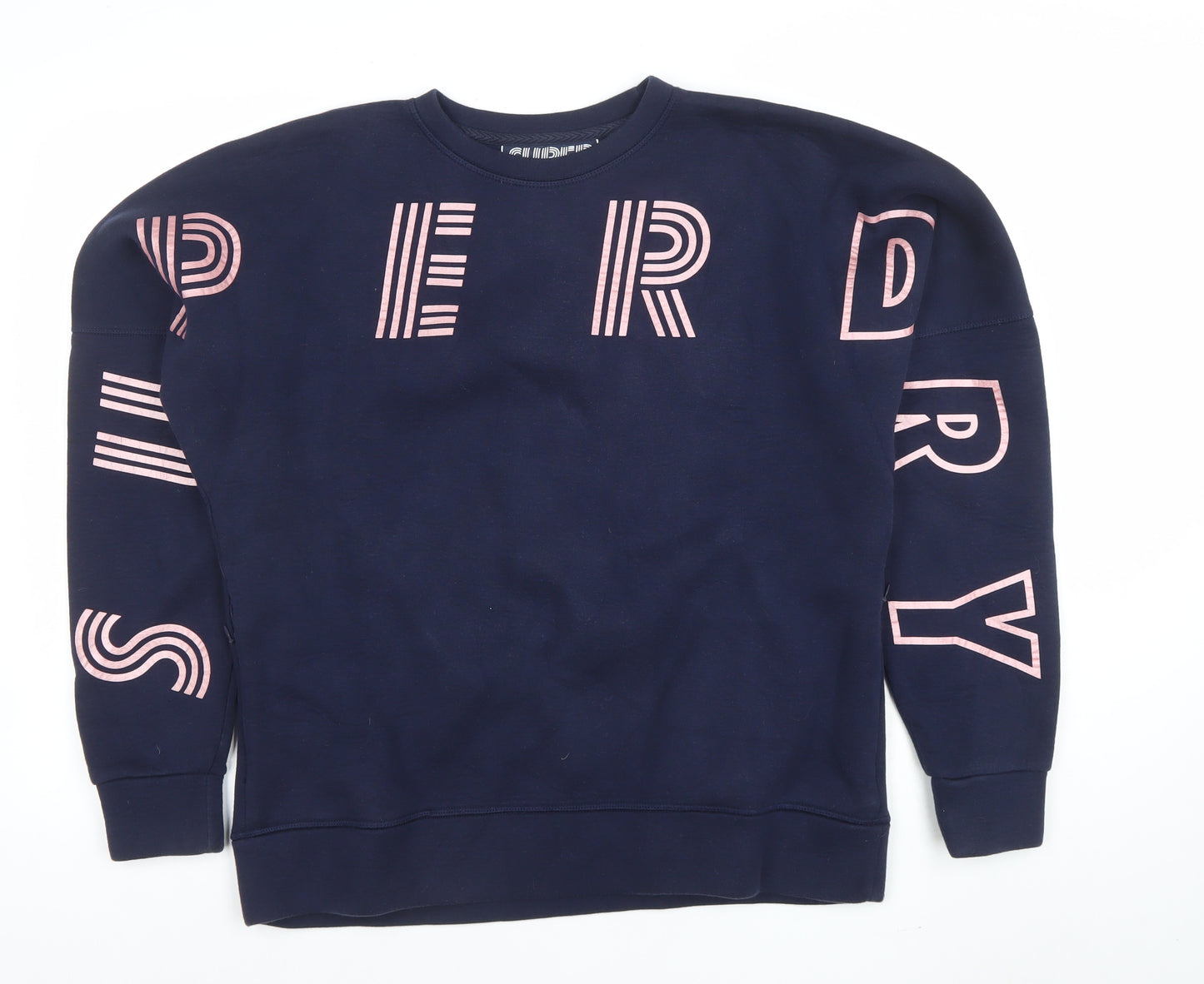 Superdry Women's Navy Blue Crew Neck Graphic Print Sweatshirt UK 14