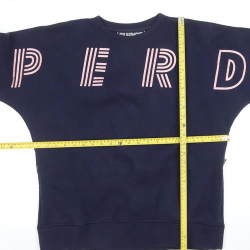 Superdry Women's Navy Blue Crew Neck Graphic Print Sweatshirt UK 14