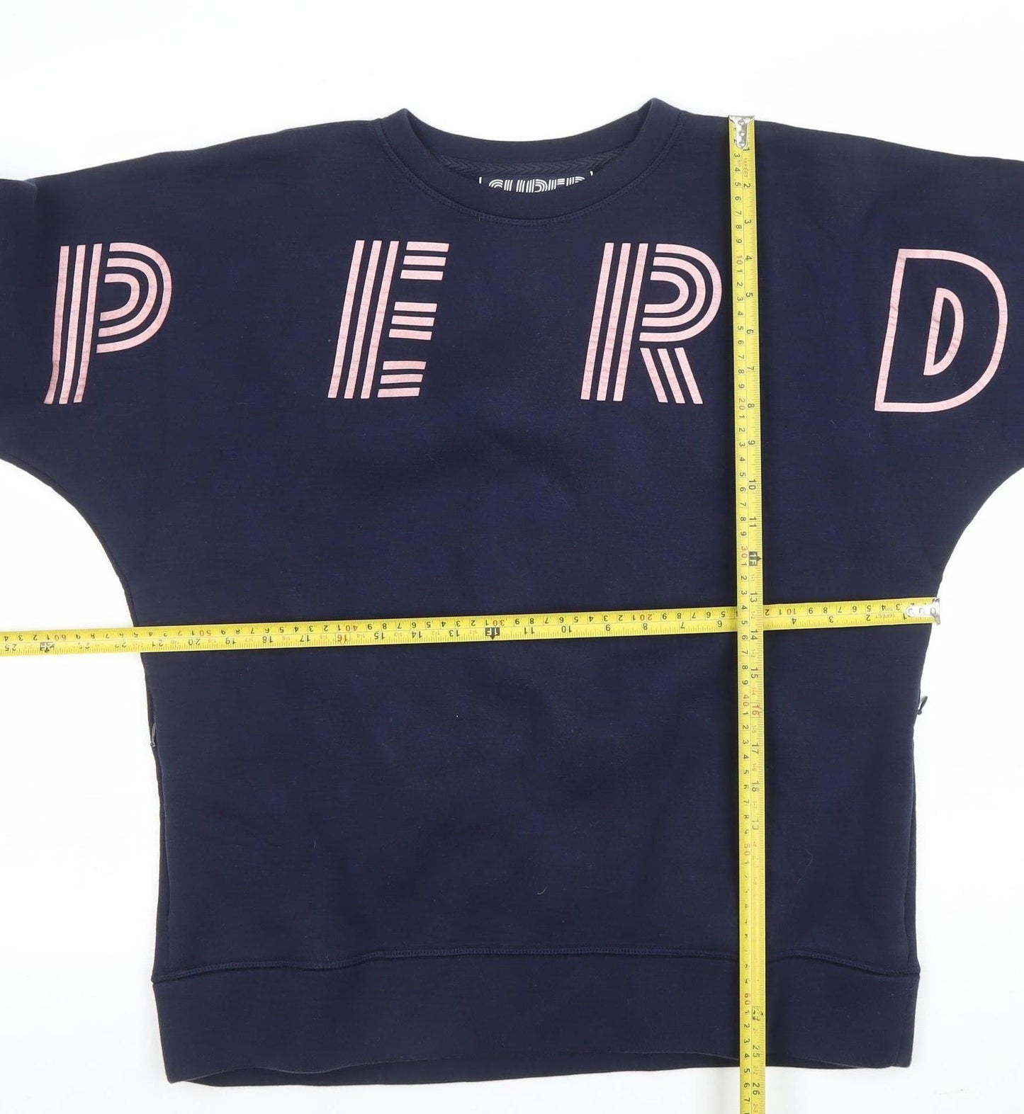 Superdry Women's Navy Blue Crew Neck Graphic Print Sweatshirt UK 14