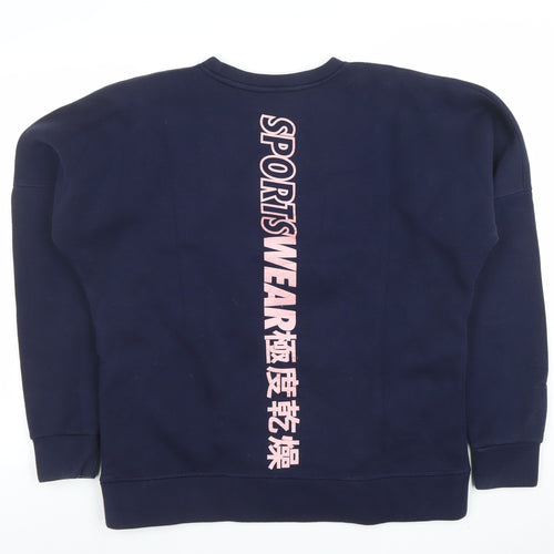 Superdry Women's Navy Blue Crew Neck Graphic Print Sweatshirt UK 14