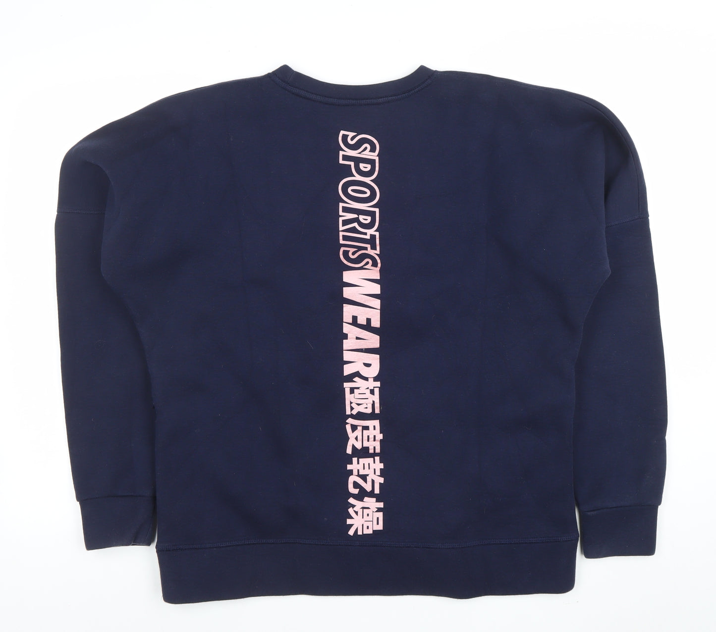 Superdry Women's Navy Blue Crew Neck Graphic Print Sweatshirt UK 14