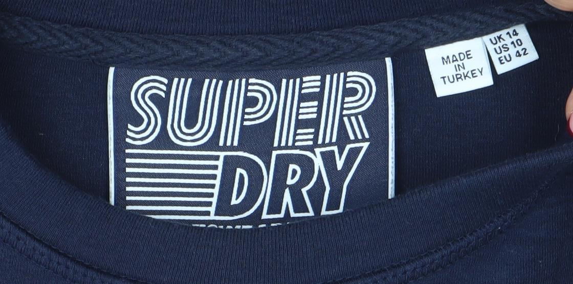 Superdry Women's Navy Blue Crew Neck Graphic Print Sweatshirt UK 14