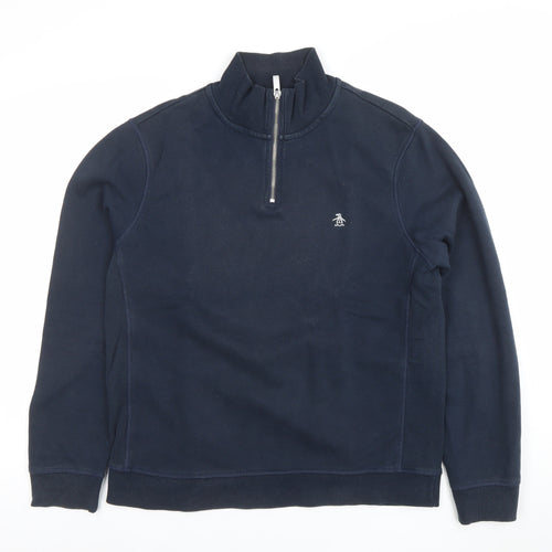 Original Penguin Men’s Blue 1/4 Zip Sweatshirt Size M Regular Fit